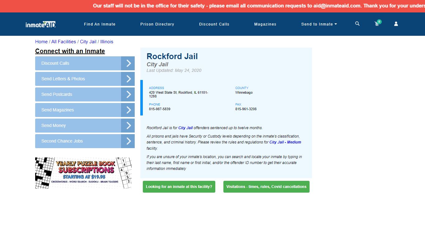 Rockford Jail | Inmate Locator